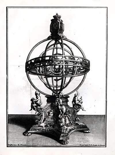 Eine Armillarsphäre des kopernikanischen Systems, graviert von Gerard Jean Baptiste Scotin (1671-1716) von Bernard Picart